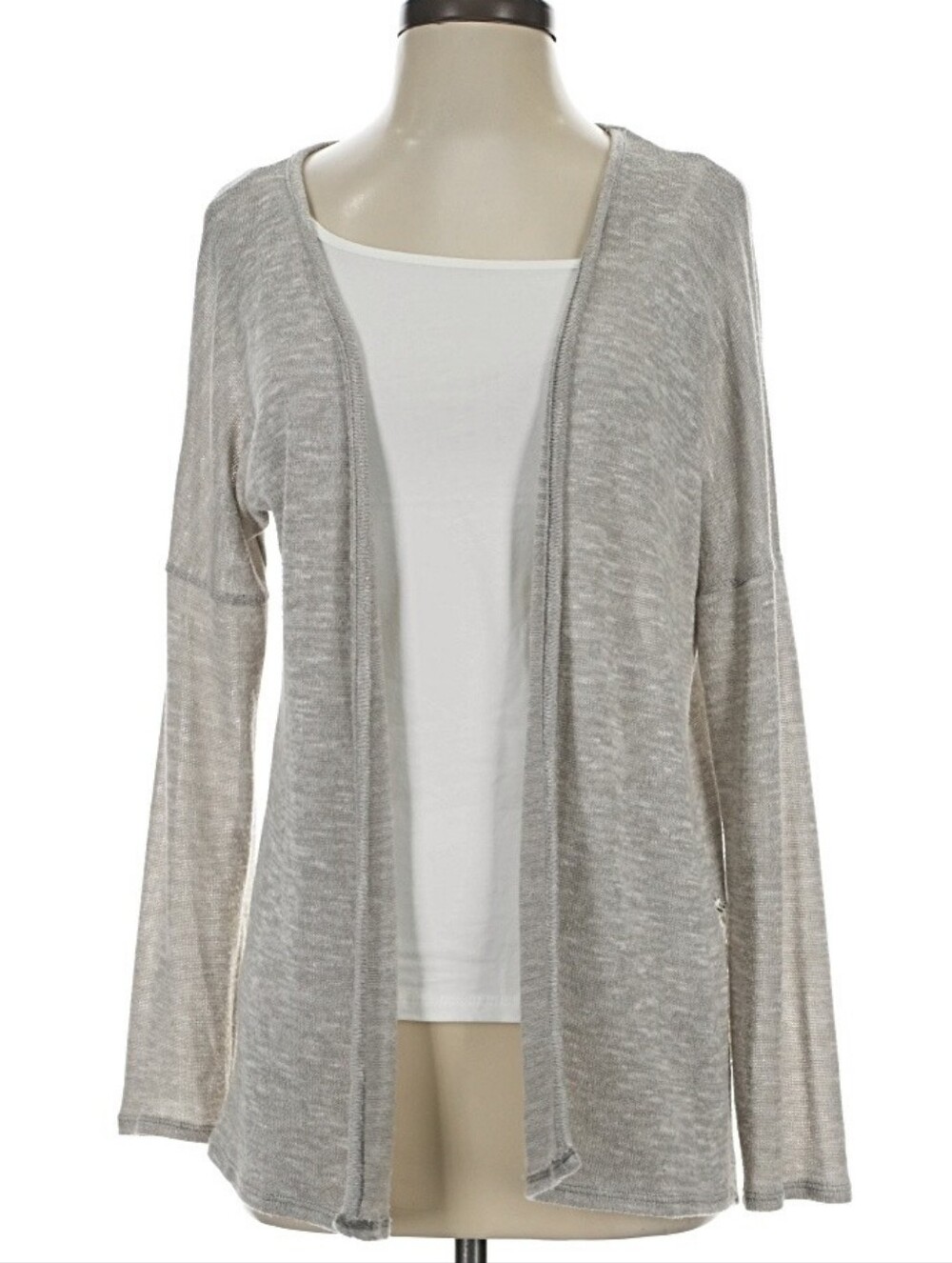 Loveappella Open-Front Cardigan in Heather Gray